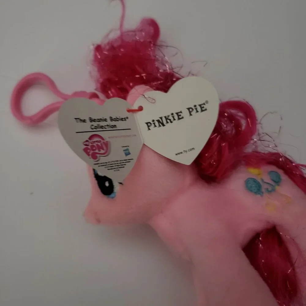 3 pc TY Sparkle BEANIE BABIES MY LITTLE PONY PINKIE PIE Backpack Clip - Picture 9 of 12